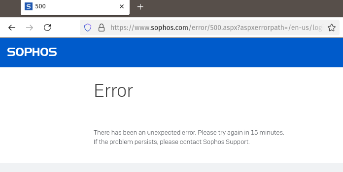 Sophos with the helpful error